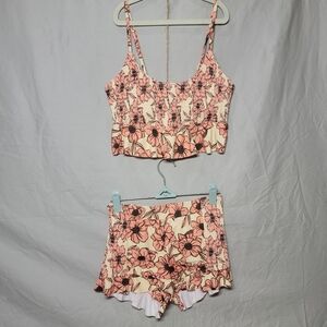 NWOT DAVI & DANI Pink and Cream Bikini Set